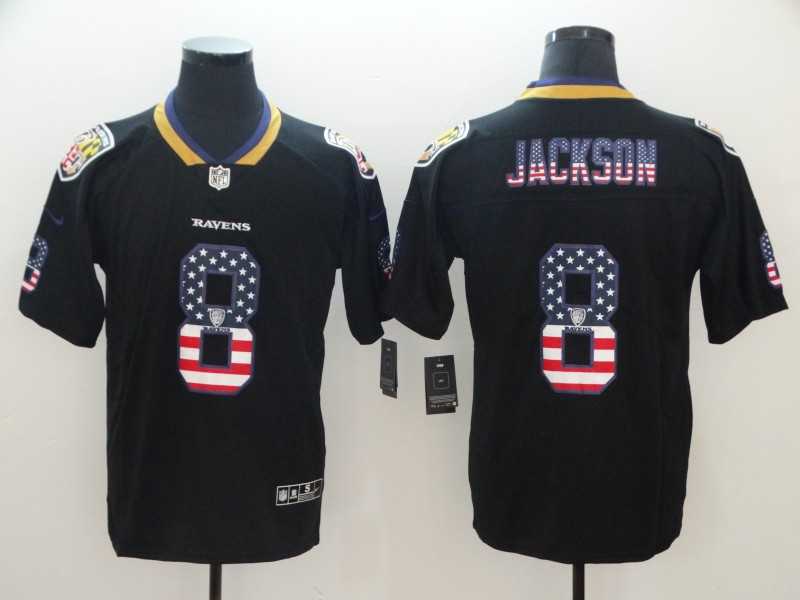 Nike Ravens 8 Lamar Jackson Black USA Flag Fashion Limited Jersey,We sell and wholesale Nike Ravens 8 Lamar Jackson Black USA Flag Fashion Limited Jersey on line form chian!